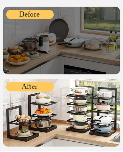Adjustable pot rack organizer - adjustable,