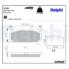LP802 BRAKE PAD SET, DISC BRAKE DELPHI