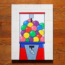 Gumball BubbleGum Machine Pop Art Painting - Canvas - 1970s 80s retro nostalgic