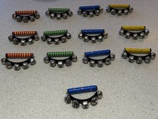 Hand Painted Hand Sleigh Bells, 12cm, 5 Bells. 13 Bells, 4 Sets of 3 , One Spare