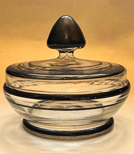 Art deco glass powder bowl - powder,