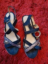 Ladies Lilley Navy Blue Strappy Sandals / Diamante Detail Size 5