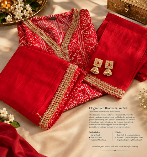 Women red bandhani salwar - women’s,