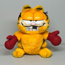 Vintage Garfield with Red Boxing Gloves Soft Toy Jim Davis Cartoon Cat 1981