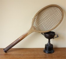 Mascot Convex Wedge Lawn Tennis Racket. Antique Vintage Racquet c1925