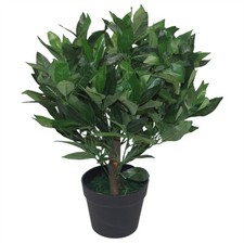 Artificial Bay Laurel Topiary Ball Tree 50cm Dwarf Bush Real Wood Trunk