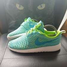Nike Flyknit Trainers Uk 5.5 Blue And Lime Green! Good Used Condition Nice Shoes