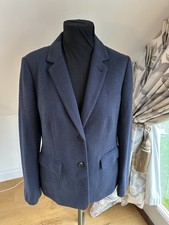 JOULES Ladies Agatha Style Navy Tweed Herringbone Effect Jacket Blazer UK16 VGC