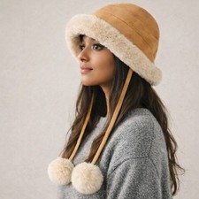 Camel Faux Suede Winter Bucket