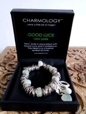 Charmology Stylish Silver & Jade Good Luck Bracelet With 2 Heart Charms. ❤️❤️