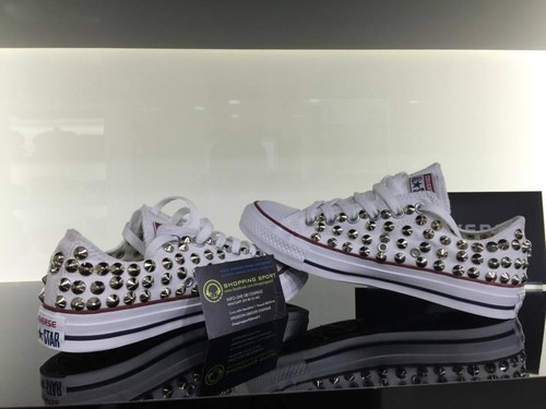Converse white custom studded - white,