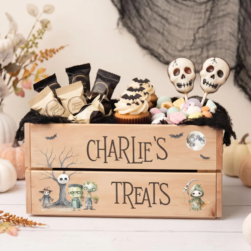 Personalised wooden halloween - wooden,