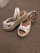 River Island White Espadrille Style Platform Wedge Sandal Size 6/39 NWT