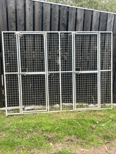 HEAVY DUTY GALVANISED STEEL MESH PANEL WITH 2 GATES DOG RUN PEN ANIMAL AVIARY 8’