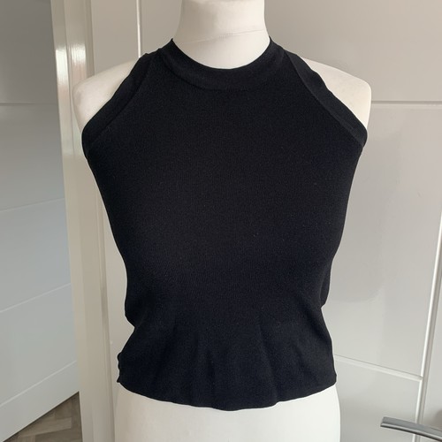 Zara black knit halter neck - black,
