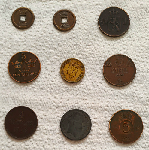Mixed world coin lot - 9, coins