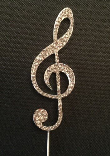 Silver diamante music note - diamante,