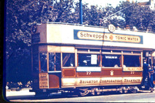 BRIGHTON CORPORATION TRAMWAYS CAR 77 -COMMERCIAL 35mm SLIDE BY L.T.H.SOC.