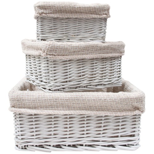 White wicker basket with plain - basket,