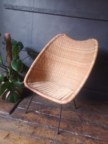 Vintage wicker cane metal - wicker, &