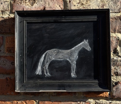 Naive oil painting horse - oil, of