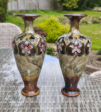 A Stunning Pair of Doulton Lambeth Art Nouveau Vases by Eliza Simmance. C1900