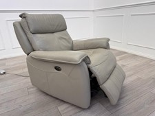 Furniture Village Grey Leather Power Recliner Armchair
