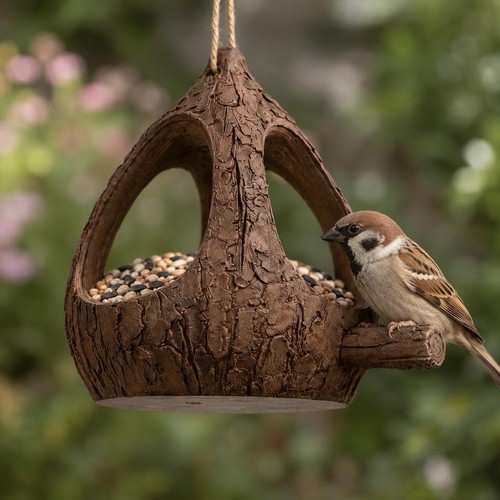 Tree stump shape hanging - hanging, bird