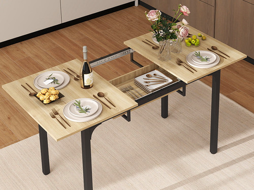 Wooden extendable dining table - extendable,
