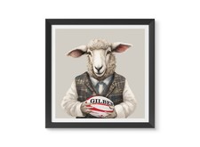 Gilbert the Welsh Rugby Sheep Wall Art Poster Print 12x12" Unframed