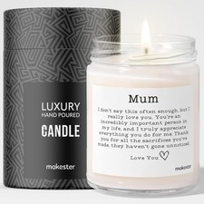 Gifts for Mum - Luxury Soy Wax Candle - Vanilla, Jasmine, Sugared Almond - Makes