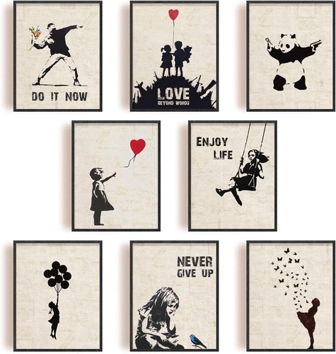 Set banksy wall art prints - wall,