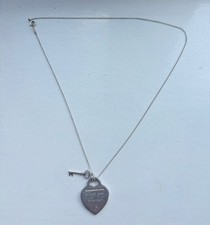 Tiffany & Co Silver Genuine Heart Padlock Necklace Hallmarked'Love You Always X'