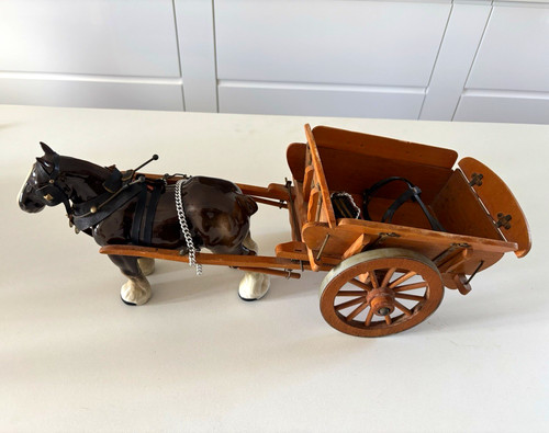 Porcelain horse cart - cart, vintage