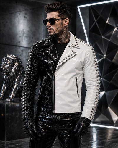 Men glossy pvc studded - pvc,