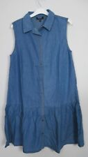 Lipsy Womens Sleevless Frill Denim Shirt Dress Size 6 8 10 New