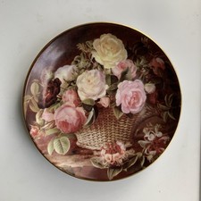 LG Limoges Shabby Cottage Chic Basket Roses Plate wall hanging 9.25”