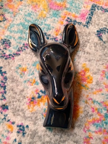 Vintage black deer head wall - black,