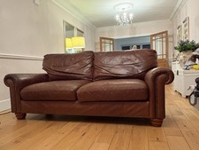 M&S Brown Leather 3-Seater Sofa