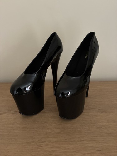 Ladies black patent platform - patent,