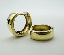 375 9ct Gold 12mm Round Huggies Hoop Earring New Pair SOLID 9K