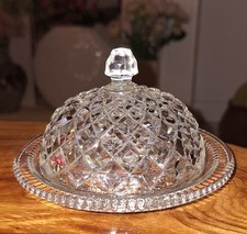 Butter Dish Decorative Clear Cut Glass Domed 5-inch Lidded Butter Keeper Vintage
