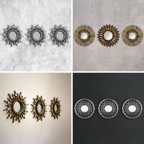 3pc mirror set silver bronze - mirror,