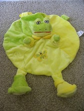 SNUGGZ GREEN YELLOW FROG PUPPET SNUGGLE BLANKET COMFORTER SOFT TEETHING RING