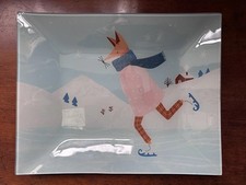 Christmas Plate Design Prima Skating Fox Christmas Home Decor Plate Tray 33/26cm