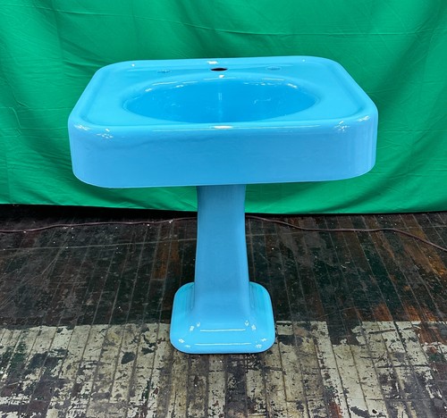 Blue cast iron pedestal sink - blue,
