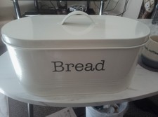 Cream Metal Bread Bin In Good
