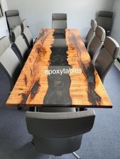 Black Epoxy Meeting Table Top with Acacia Wooden Console Bar Desk Hotel Decors
