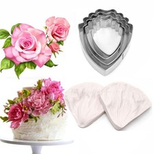 4pcs Stainless Steel Peony Cutter 2pcs Fondant Silicone Mold Gumpaste Peony