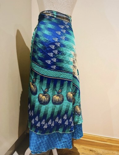 Long blue silk skirt maxi - long,